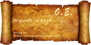 Orgonás Erik névjegykártya